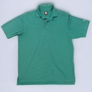 FootJoy Golf Polo Short Sleeve Sea Green Striped Shirt Men's Size Large NWOT